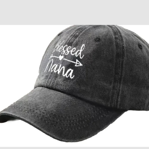 Baseball Cap♥BLESSED NANA Embroidered Vintage Look Black Adjustable NWT - Picture 6 of 11